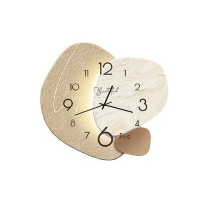 Quiet Movement 16-Inch Round Timepiece Beige Minimalist Design for Bedroom Living Room Home Office Decor Modern Japandi Style