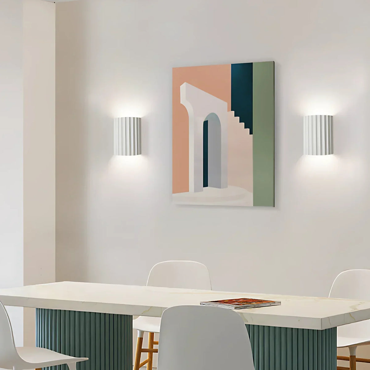 Sculptural Resin Sconce Light Green Wavy Texture 6.3 Inch Height Soft Glow for Bedrooms Hallways Nordic Accent Minimalist Feature Wall Decor