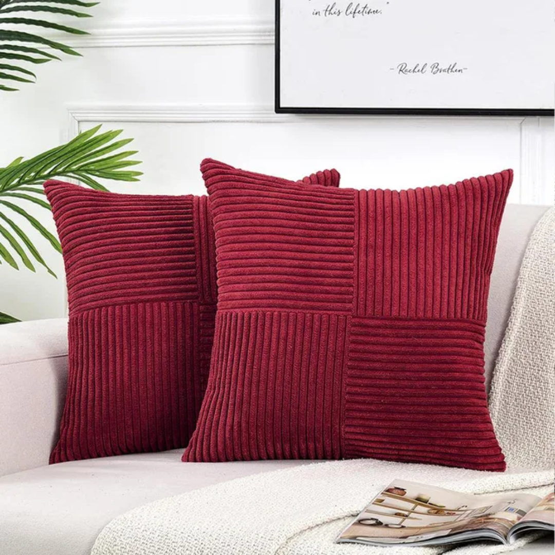 Textured Plush Throw Pillow Cover 18x18 Inch Gray Ribbed Velvet Square Cushion Sham for Couch Bed Living Room Soft Decorative Accent Hidden