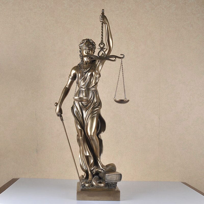 Resin Lady Justice Figure 12-Inch Bronze-Look Statue for Office Desk Library Study Law Firm Decor Legal Symbol Figurine Bookshelf Ornament
