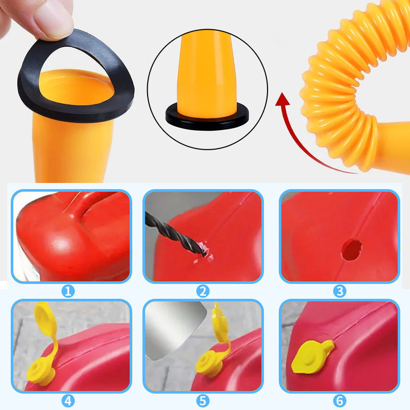 Fuel Container Replacement Spout Kit with Bendable Hose for Gas Cans – Universal Fit Pouring Nozzle Set