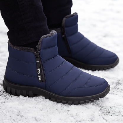 Men's Waterproof Winter Boots with Side Zip | Insulated Snow Boots | Anti-Slip Tread for Wet Ice & Snow | Round Toe Ankle High