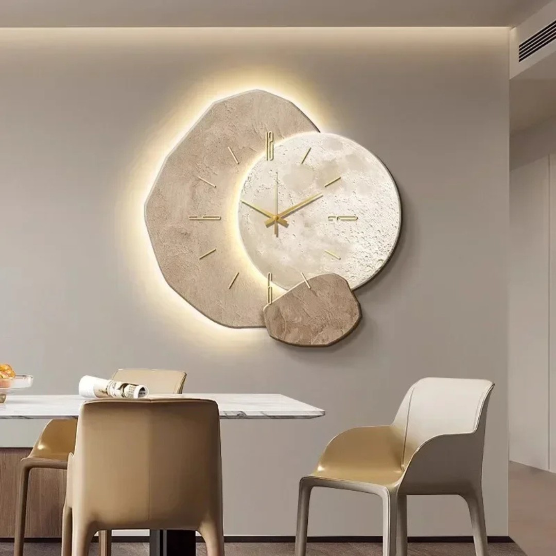 Silent LED Backlit Wood Clock for Bedroom Living Room Home Office Ambient Decorative Timepiece Warm Glow Modern Scandinavian Wall Art
