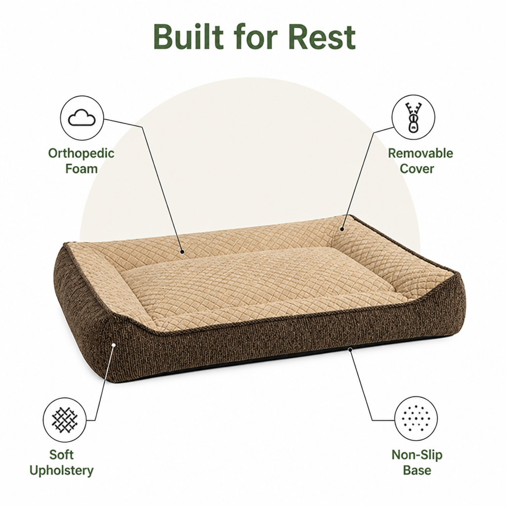 Ortekor Orthopedic Memory Foam Dog Bed (Machine-Washable Cover)