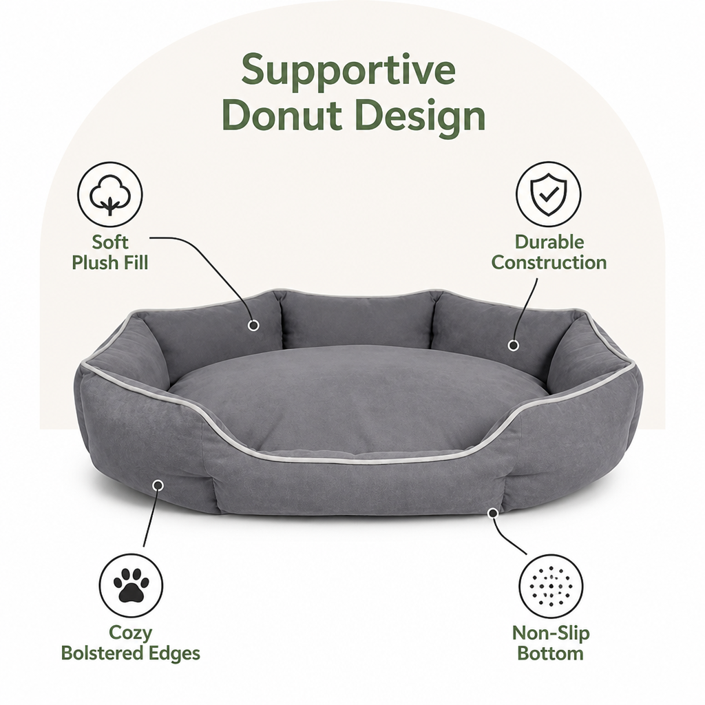 Ortekor All-Season Plush Donut Pet Bed