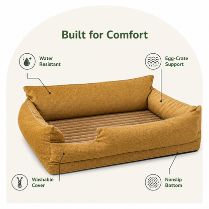Ortekor Orthopedic Egg-Crate Foam Dog Bed (Water-Resistant Washable Cover)