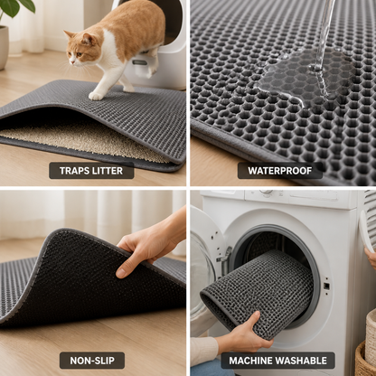 Dual-Layer Waterproof & Non-Slip Cat Litter Mat