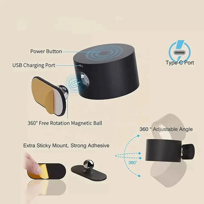 Swivel Wall Sconce LED Rechargeable Touch Control 3 Light Modes USB Powered 360 Degree Rotation Cordless Bedroom Reading Nightlight Hallway