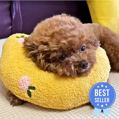 Bolstered Pet Bed for Dogs & Cats | Anxiety Relief Sleeping Cushion with Raised Edges | Machine Washable Portable Travel Pillow | Plush