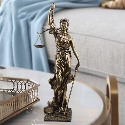 Resin Lady Justice Figure 12-Inch Bronze-Look Statue for Office Desk Library Study Law Firm Decor Legal Symbol Figurine Bookshelf Ornament