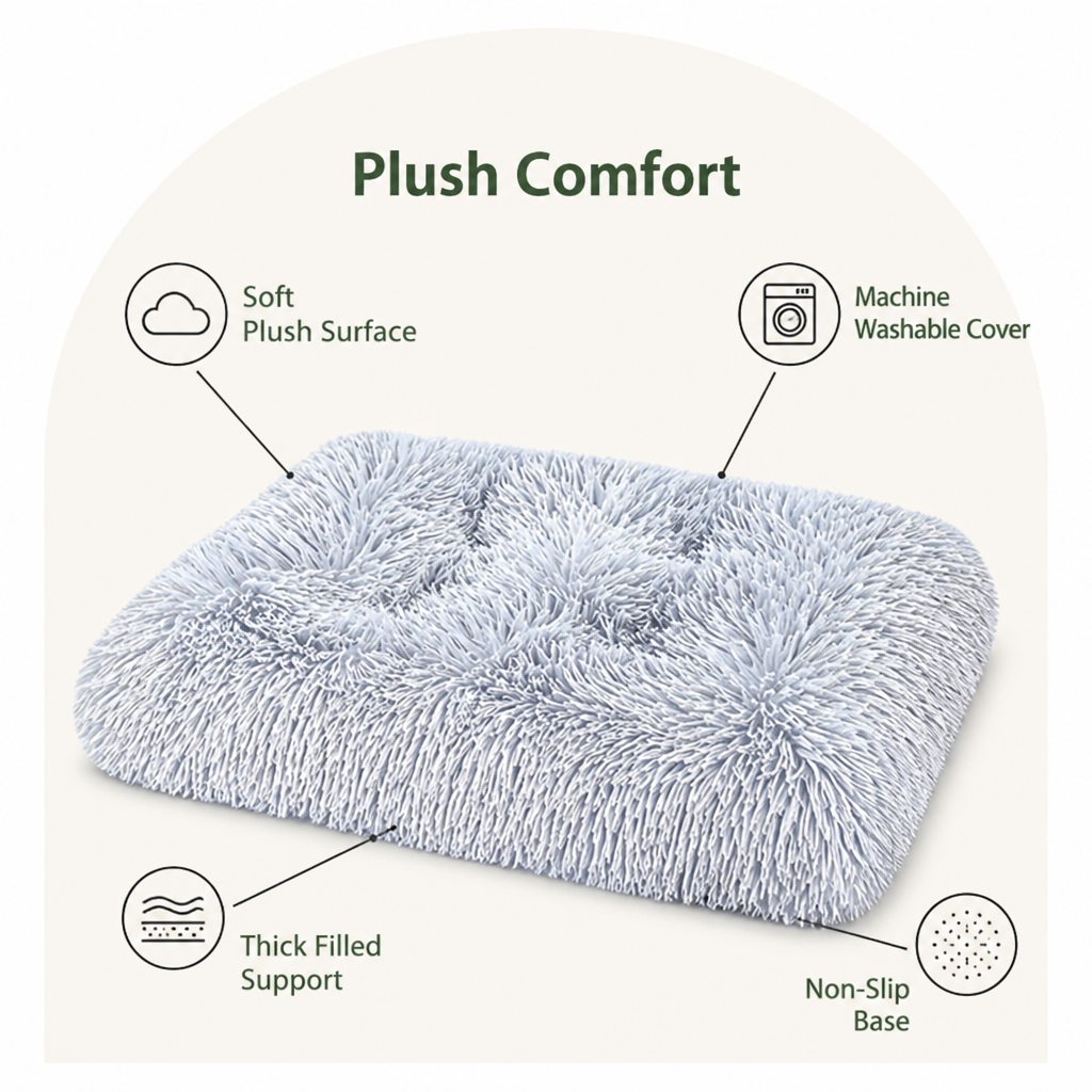 Ortekor Plush Lined Polyester Fill Dog Bed (Removable Cover)