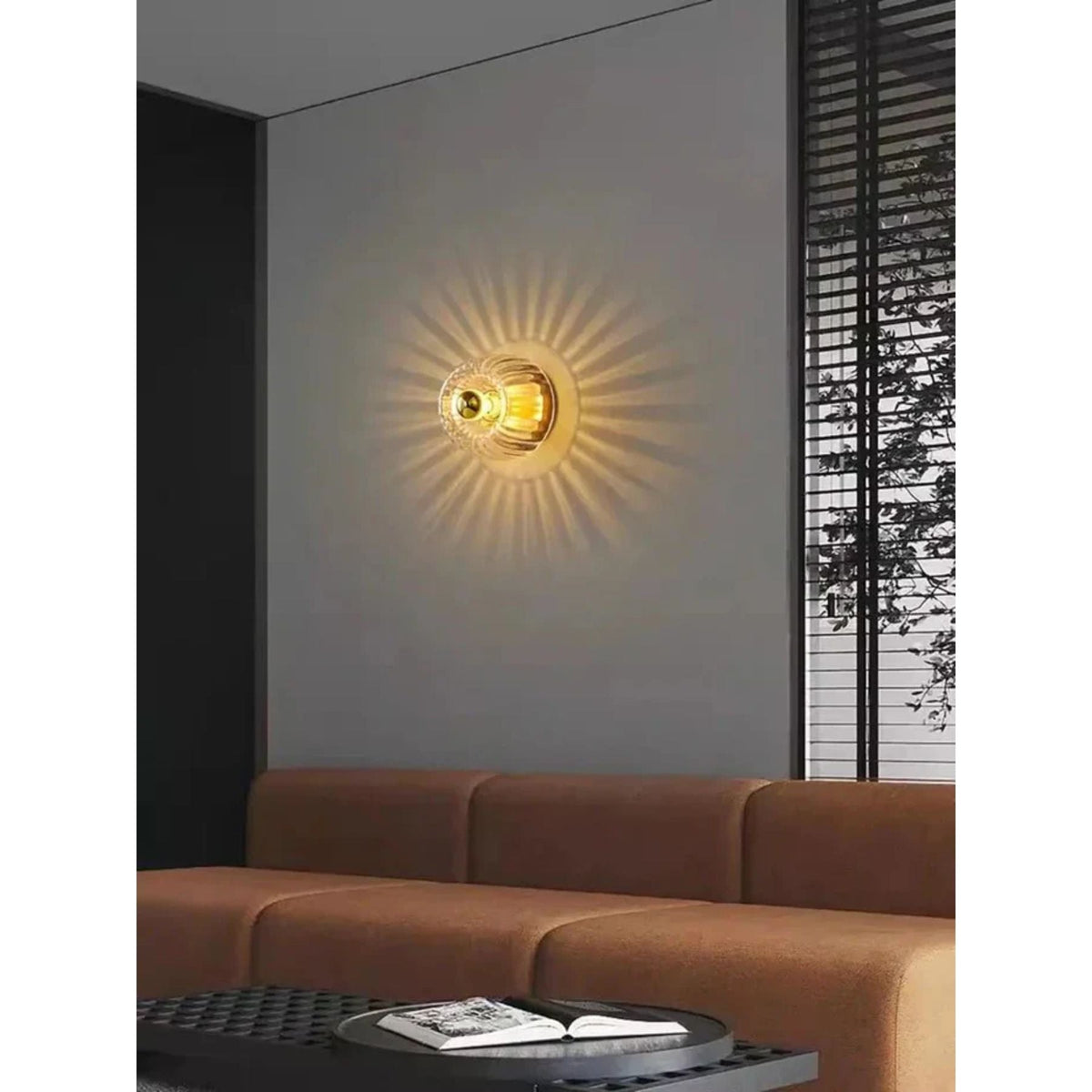 Fluted Glass Sconce E14 Socket Clear Shade Metal Frame Bedside Hallway Uplight Modern Minimalist Ambient Fixture for Bedroom Entry Living Sp