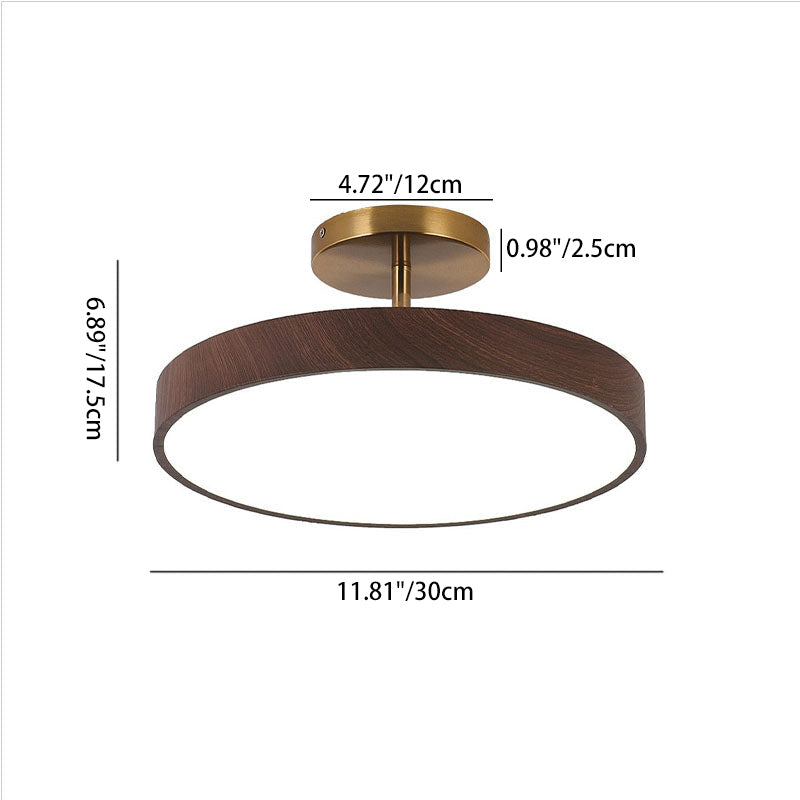 Close-to-Ceiling LED Fixture 12-Inch Iron Round Low-Profile for Hallways Bedrooms Kitchens Entryways Modern Dimmable 3000K-5000K