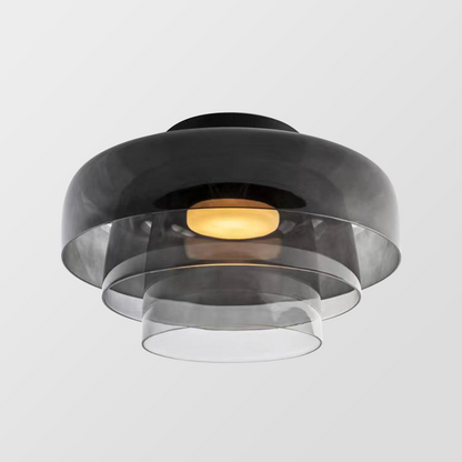 Layered Glass Ceiling Light Modern Multi-Tier Flush Mount Fixture with LED Hardwired for Kitchen Dining Room Bedroom Living Room
