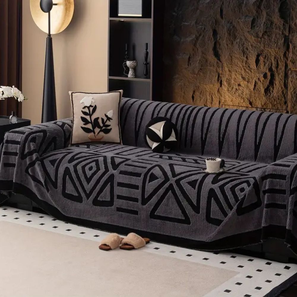 Sofa Throw Blanket with Non-Slip Grip — Jacquard Weave Pet-Proof Furniture Protector for Sectionals, Couches & Loveseats