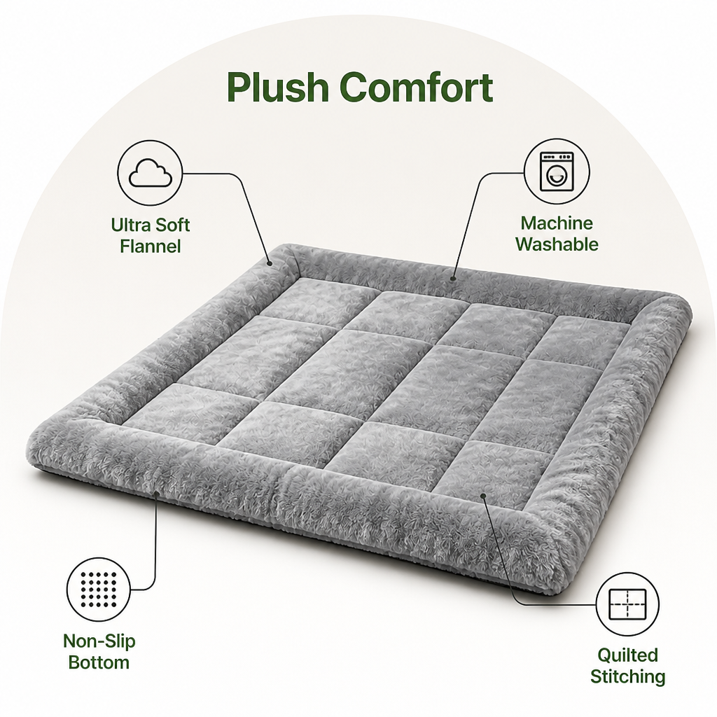 Ortekor Plush Flannel & Non-Slip Dog Mat (Machine Washable)