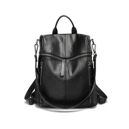 Genuine Leather Backpack with Multiple Compartments for Work School Travel Everyday Carry Women's Stylish Daypack