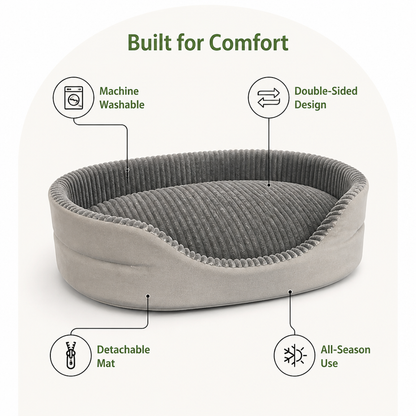 Ortekor Washable Double-Sided All-Season Dog Bed (Detachable Mat)