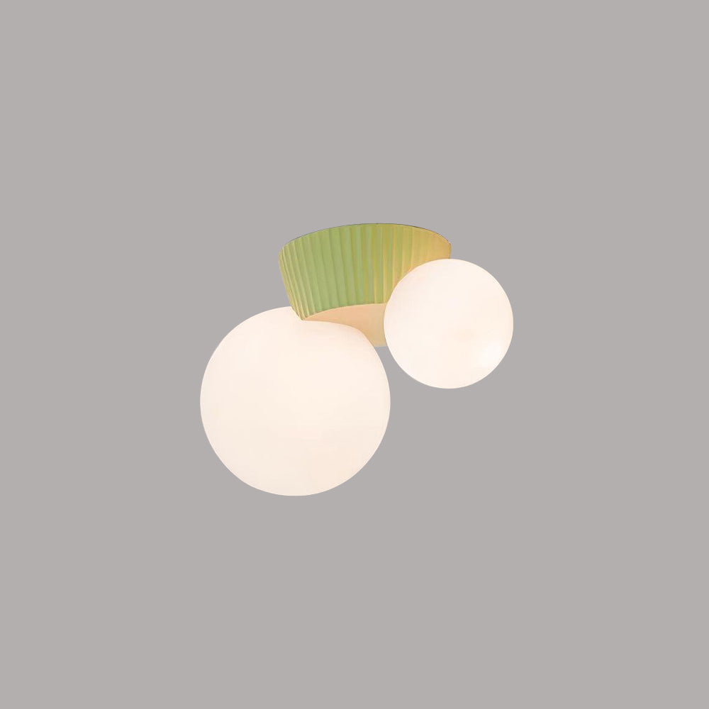 Modern Dual-Globe Flush Mount Light Fixture Green 8.5 Inch Resin for Bedrooms Entryways Small Rooms G9 Compatible Indoor Overhead Lighting