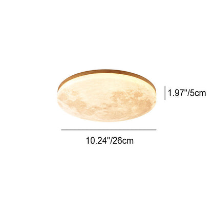 Round Wood Ceiling Light 15 in LED Flush Mount Fixture 24W 2400lm for Bedroom Living Room Hallway Modern Lighting