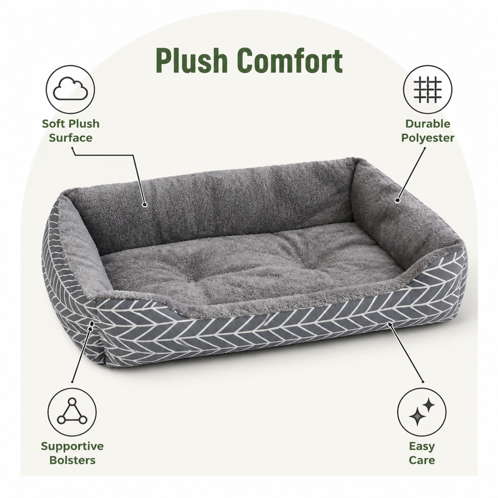 Ortekor Plush Polyester Winter Warm Dog Bed (Multiple Sizes)