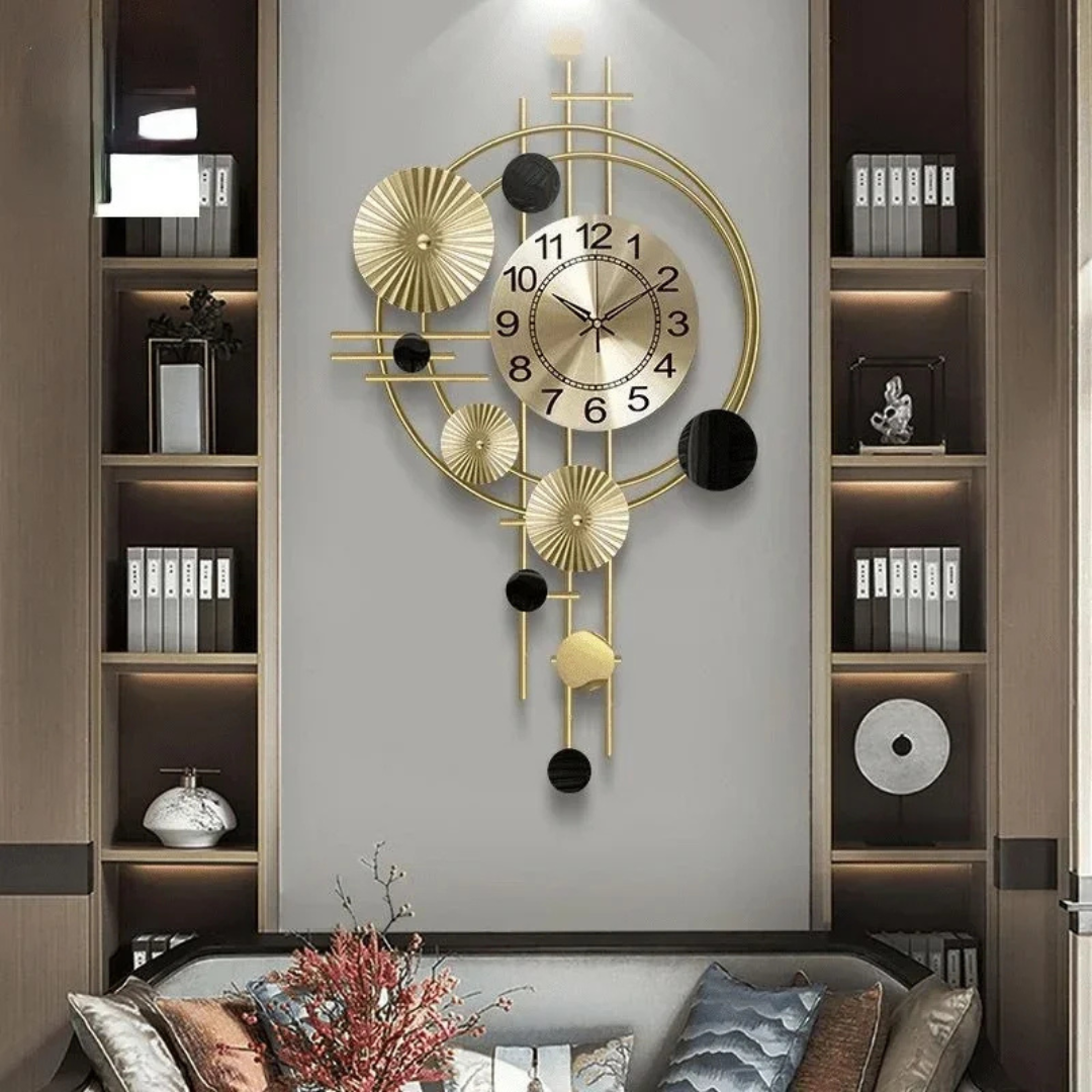Large Metal Wall Clock Silent Industrial Modern Timepiece for Living Room Office Hallway Home Decor