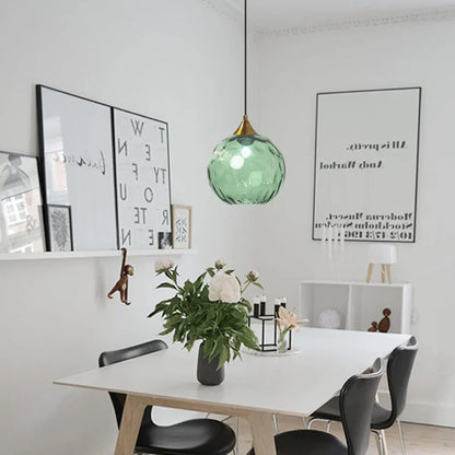 Textured Glass Globe Hanging Light 7.9 Inch Dining Room Island Fixture Adjustable Height Modern Sphere Pendant Minimalist Ceiling Lamp for K