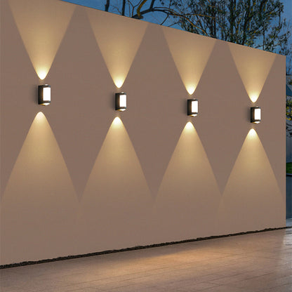 Cylindrical Outdoor Wall Sconce Up Down Light 10W LED Weatherproof Porch Facade Fixture Black White for Entryway Garden Patio Pathway Modern
