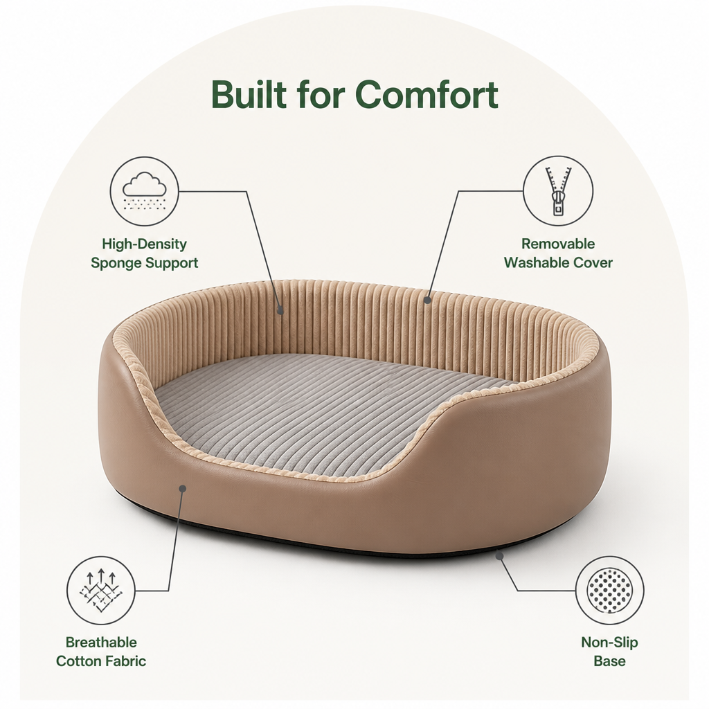 Ortekor Orthopedic High-Density Sponge Dog Bed (Removable Washable Cover)