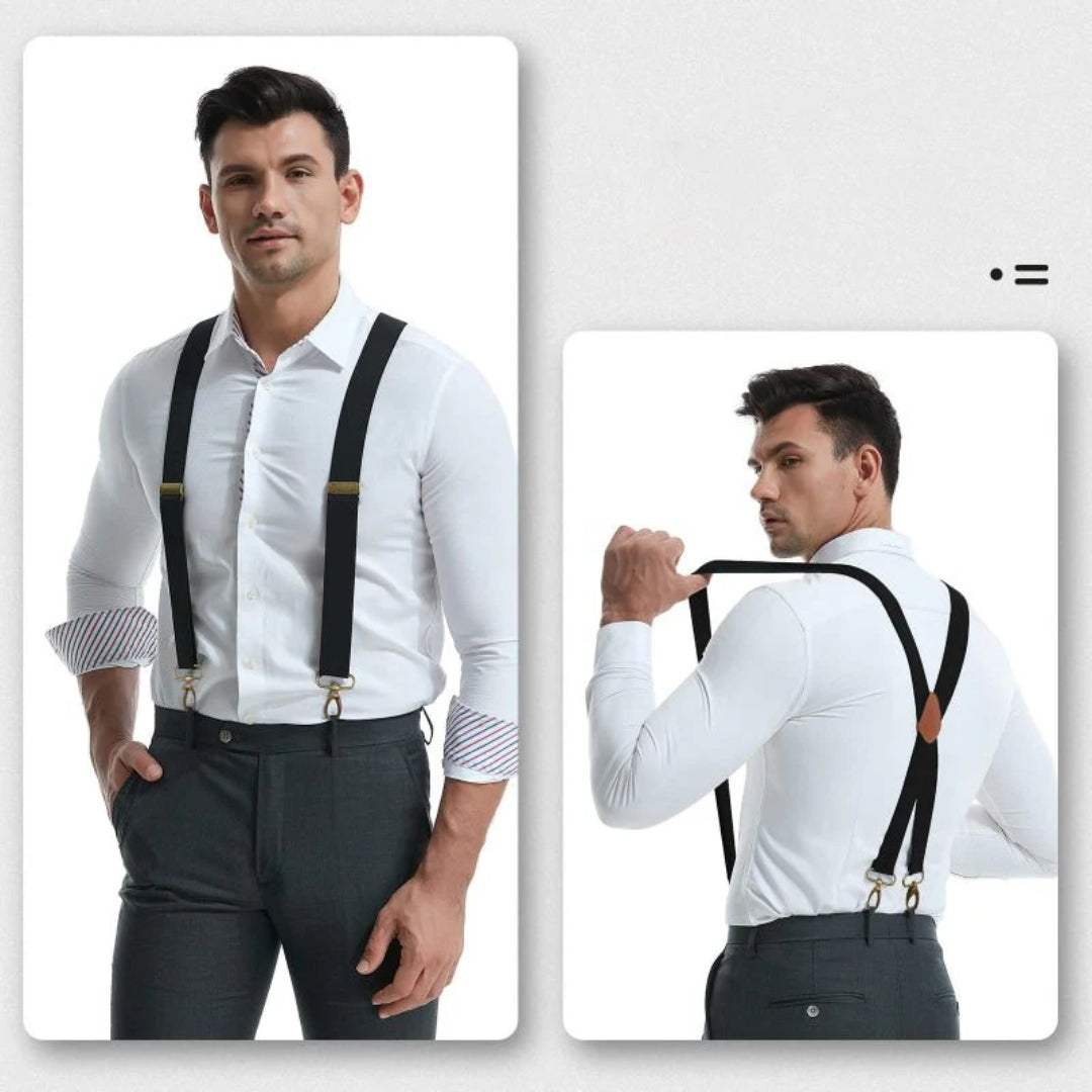 Adjustable X-Back Suspenders with Metal Clips for Men – Elastic Dress Braces for Formal & Casual Wear