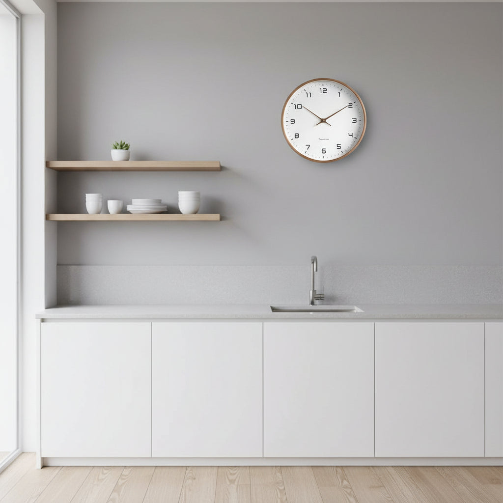 Wood Wall Clock Silent Quartz Movement Minimalist Scandinavian Style for Living Room Bedroom Office Natural Grain Finish