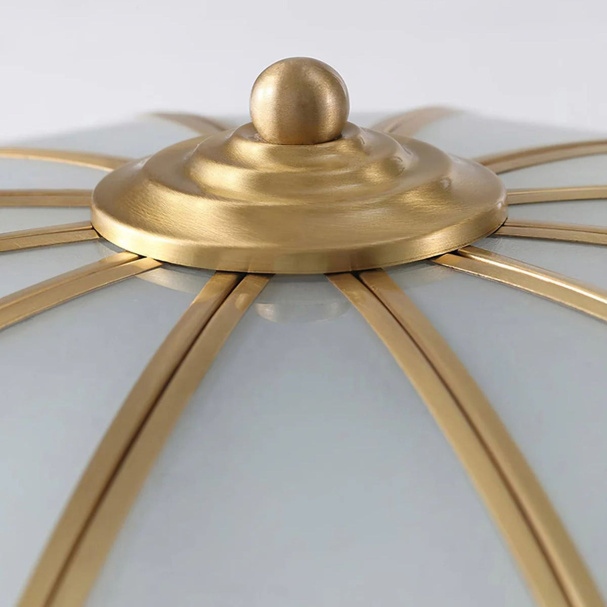 Gold Flush Mount Light Fixture Round Glass Shade Brass Frame Diffused Glow for Entryway Dining Room Bedroom LED Compatible Multi-Bulb