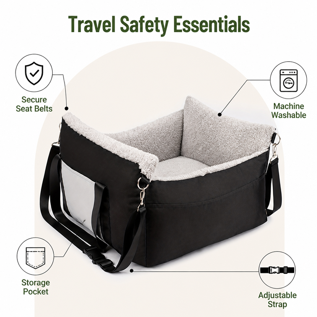 Ortekor Double Seat Belts & Washable Dog Car Seat (Small Dog)