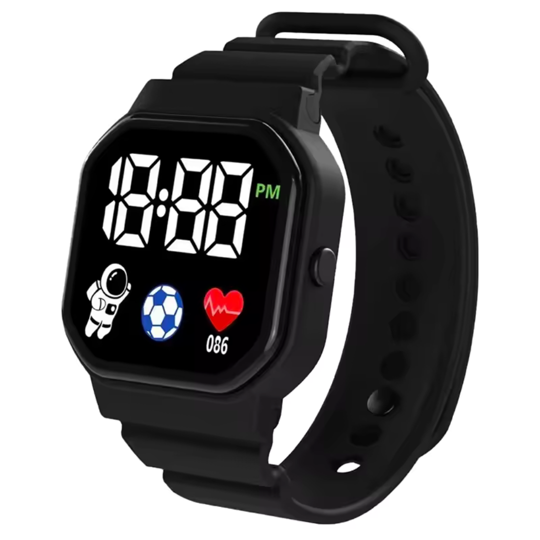 Kids' Digital LED Wristwatch – Water Resistant Astronaut Theme Watch for Boys & Girls – Soft Silicone Band
