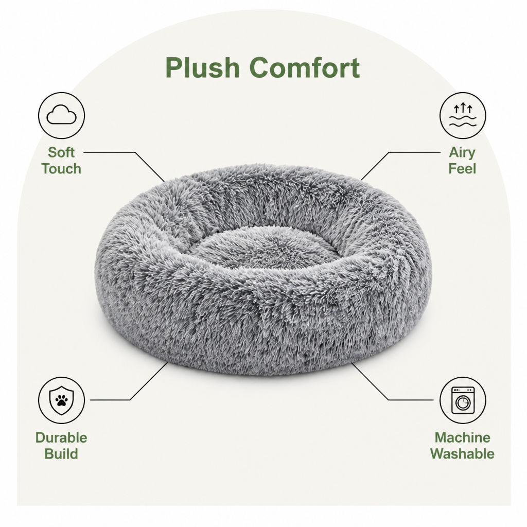 Ortekor Plush Long-Pile Tie-Dye Round Dog Bed