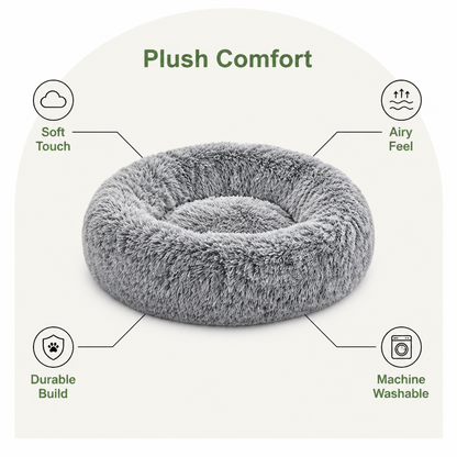 Ortekor Plush Long-Pile Tie-Dye Round Dog Bed