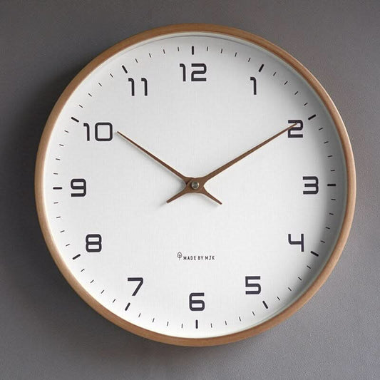 Wood Wall Clock Silent Quartz Movement Minimalist Scandinavian Style for Living Room Bedroom Office Natural Grain Finish