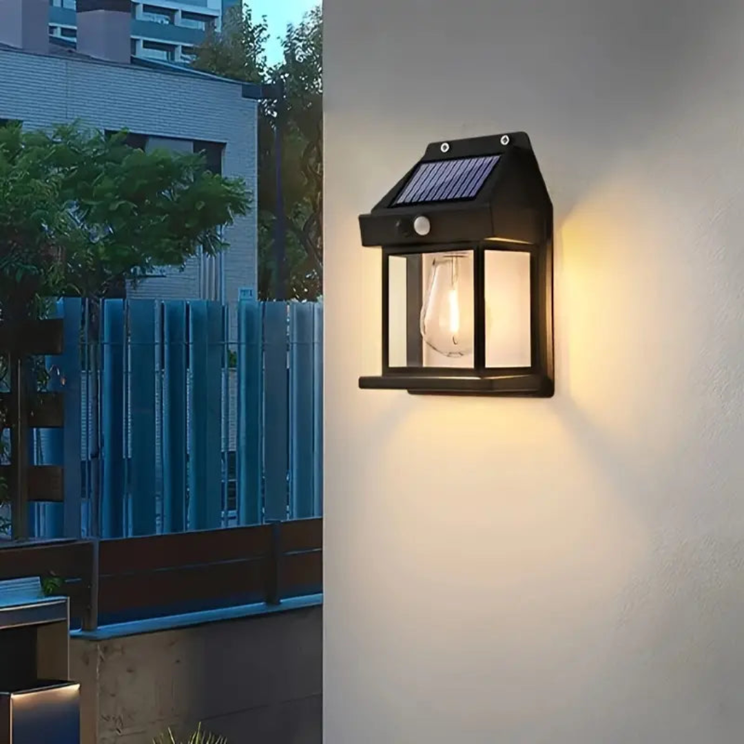 Solar Motion Sensor Security Light 3W LED Warm White for Outdoor Entrance Patio Garden Driveway Wireless Wall Lamp 26 ft Detection