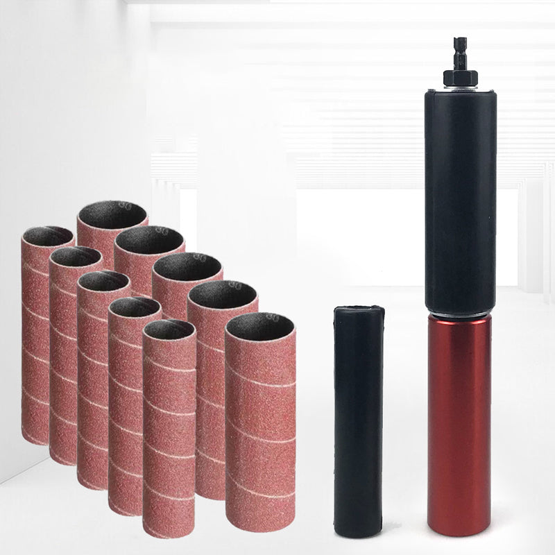 Drum Sander Adapter Kit for Drill - Multi-Surface Spindle Sanding and Polishing Tool with 10 Sandpaper Sleeves for Wood Metal Plastic - Work