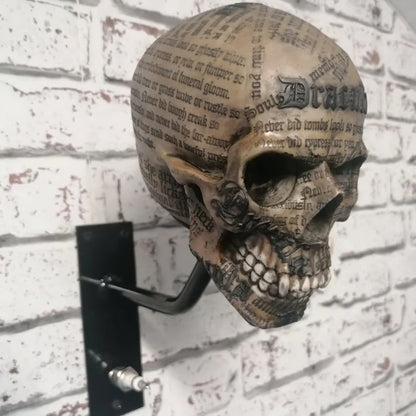 Skull Wall Mount Helmet Holder with Coat Hook for Motorcycle Gear Storage Rack Adjustable Organizer for Garage Entryway Workshop Man Cave