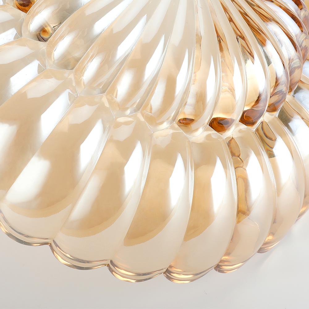 Amber Glass Flush Mount Ceiling Light Vintage Semi-Flush Fixture for Kitchen Bedroom Living Room Dining Room E27 12 in Retro Dome Shade
