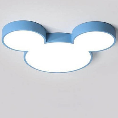 Cartoon Character LED Flush Mount Ceiling Light for Kids Room – Slim Low-Profile Design in Blue, Green, Pink & White with Integrated LED