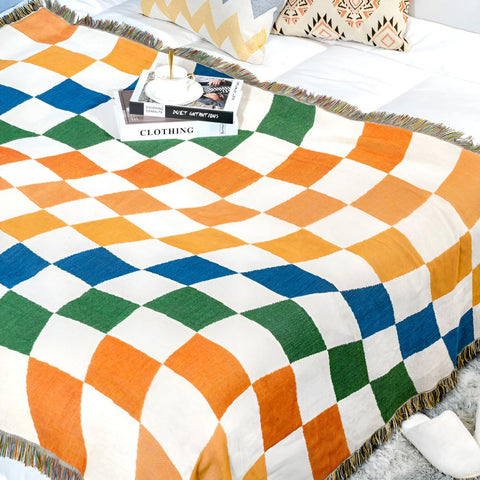 Clever Checkerboard Blanket - Polycotton Blend, Versatile Design