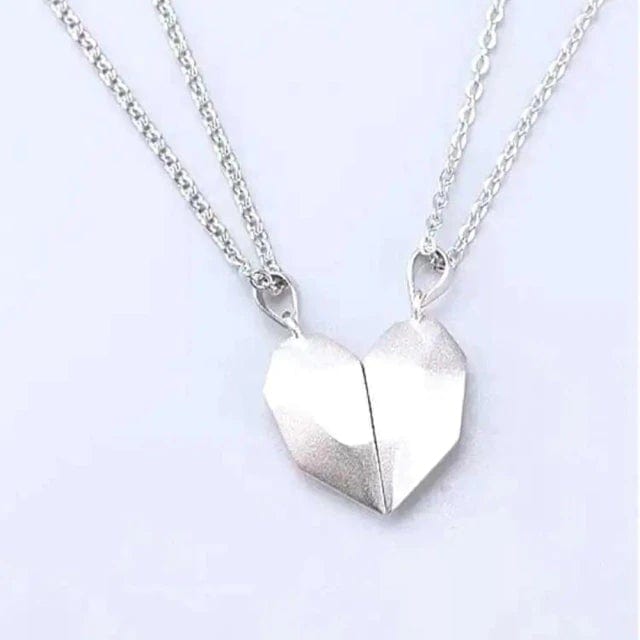 Magnetic Heart Pendant Necklaces for Couples – Matching His & Hers Set with Gold-Plated Finish – Two Interlocking Hearts – Gift for