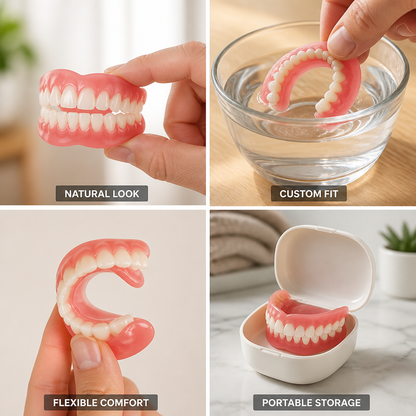 Soft Medical-Grade Heat-Moldable Silicone Denture Set (Full Upper & Lower)