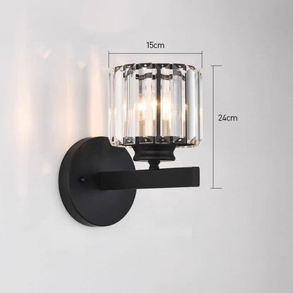 Metal & Glass Sconce Light 9.4 inches Black Textured Shade for Bedroom Hallway Living Room Ambient Lighting Fixture Modern Home Décor