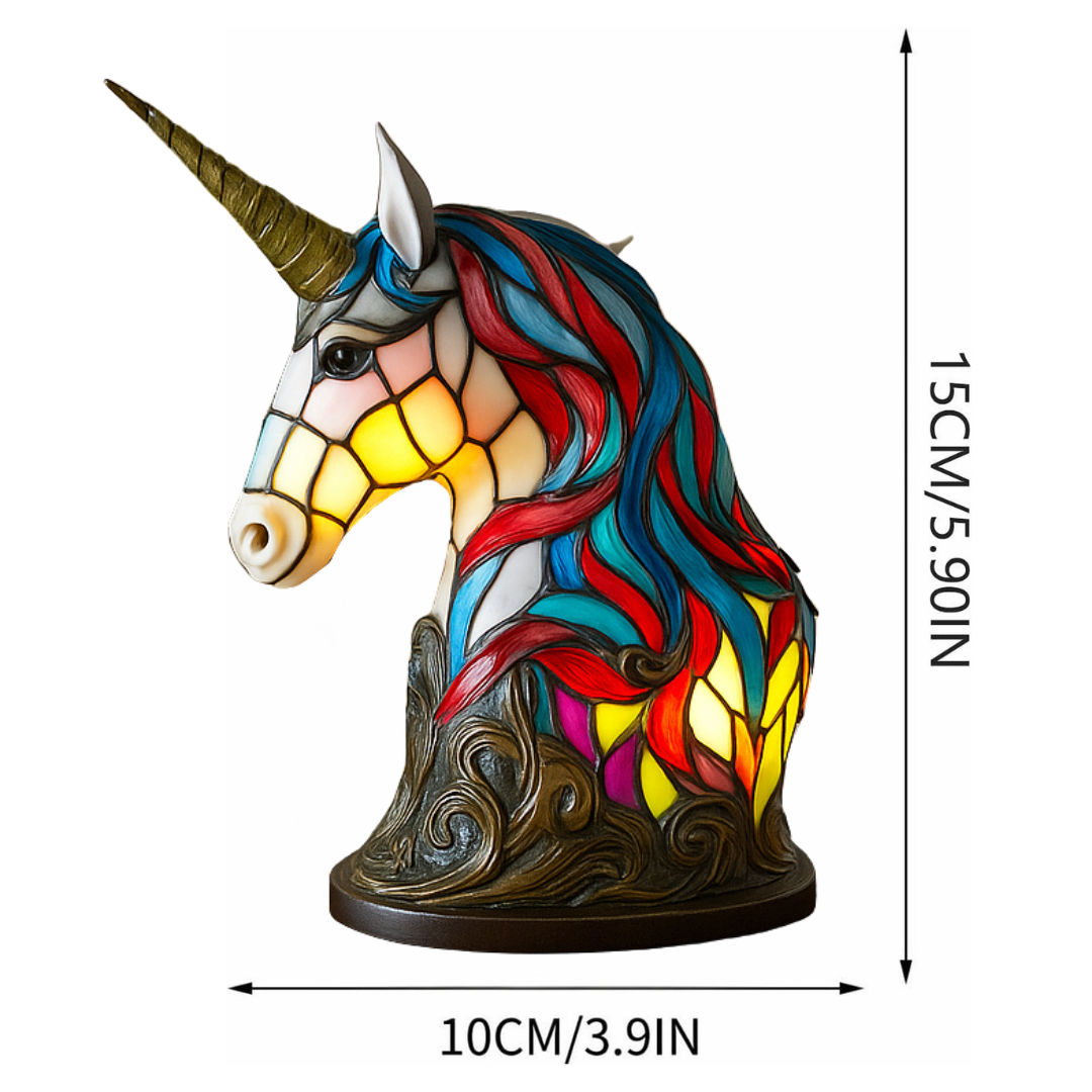 Handcrafted Unicorn Night Light Lamp with Warm Glow for Kids Rooms, Nursery, Bedside Table Decor - Whimsical Fantasy Animal Desk Lamp Gift f