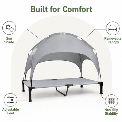 Ortekor Elevated Aluminum Outdoor Dog Bed (Removable Canopy)