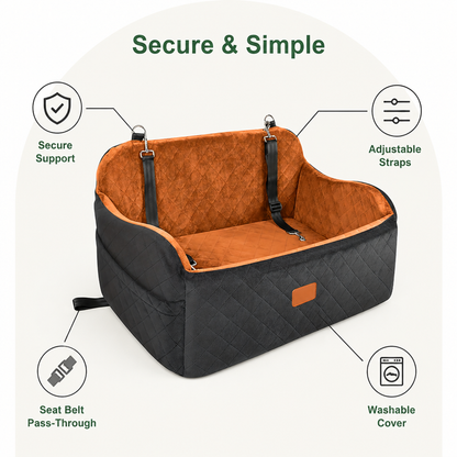 Ortekor Seat-Belt Pass-Through & Washable Cotton Dog Car Seat