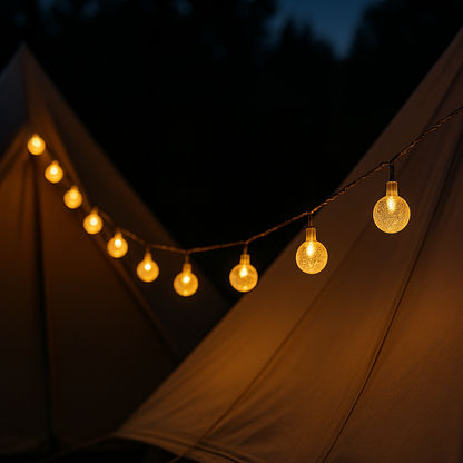 Solar String Lights Outdoor Waterproof 33ft LED Globe Fairy Lights for Patio Garden Camping Party Deck Yard Warm White Glow Wireless